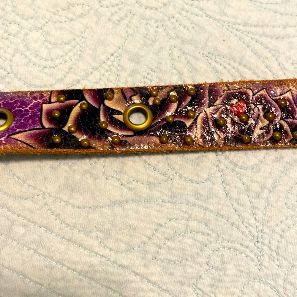 Ed Hardy Vintage Purple Belt with Gold Buckle - Picture 5 of 10